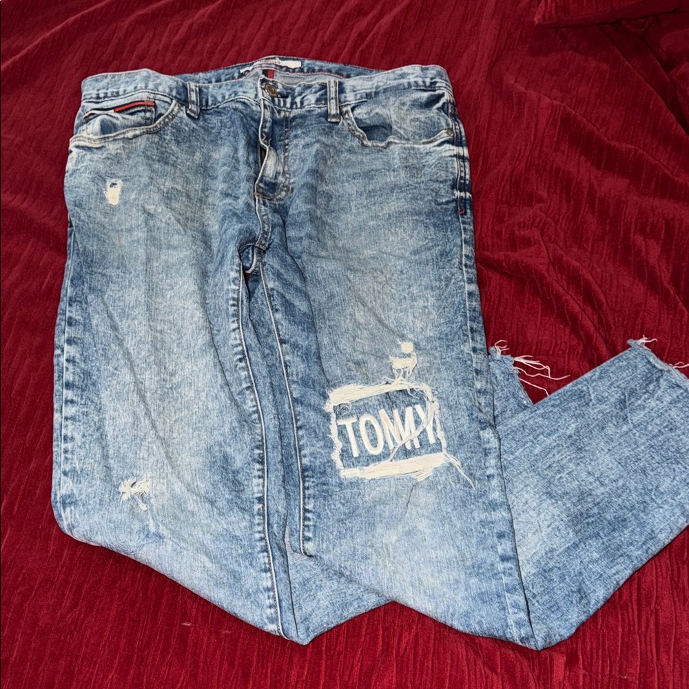 Tommy Hilfiger Distressed Blue Relaxed Men's Jeans